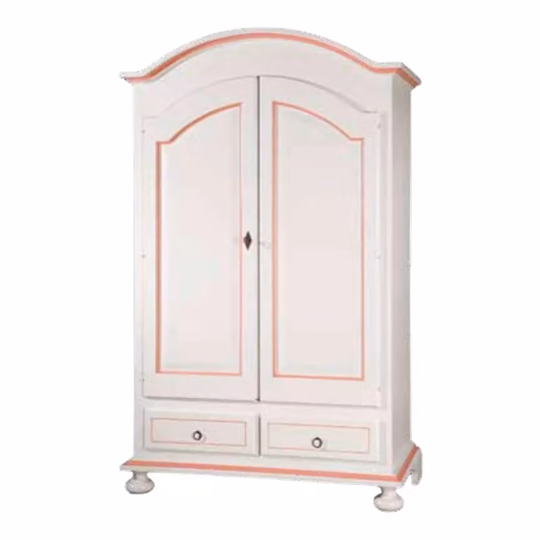 Armadio 2 ante in legno stile shabby chic bianco e rosa Mobili 2G L/P/H: 125 x 61 x 200 cm