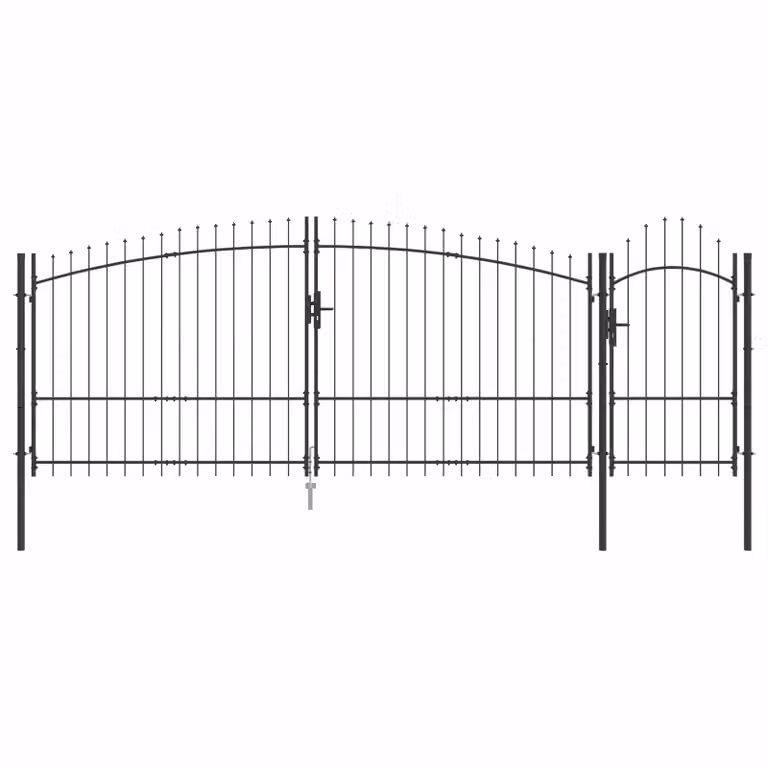 Cancello da giardino doppio vidaXL WOERDEN in acciaio, grigio o nero, L: 400 cm, H: 199,5 cm