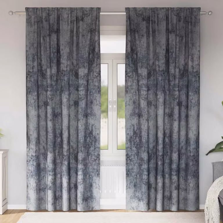 Set di 2 tende in velluto vidaXL oscuranti e termoisolanti, colore grigio argento, H: 245 cm x L: 140 cm