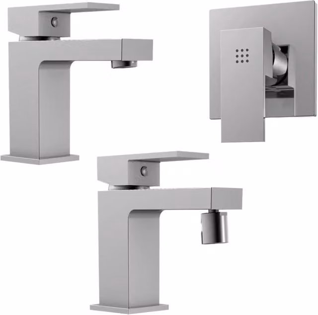 Set miscelatore lavabo e bidet Parama Grace in ottone cromato con incasso doccia e tecnologia water saving