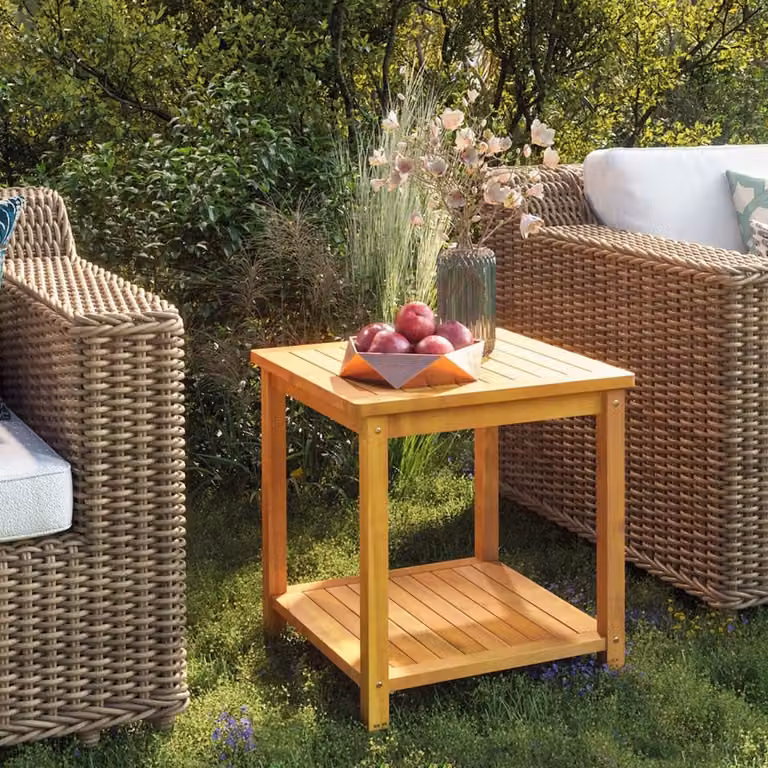 vidaXL Tavolino Quadrato in Legno di Acacia Naturale Marrone L/P/H: 45 x 45 x 45 cm