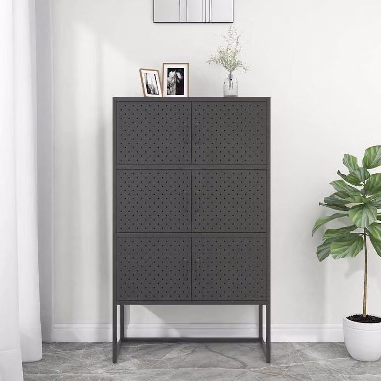 vidaXL Credenza Alta in Acciaio Antracite con Ante a Battente L: 80 cm, P: 35 cm, H: 135 cm