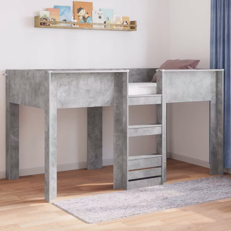 Letto a castello per bambini vidaXL in legno MDF grigio, L 90 x P 200 x H 203 cm