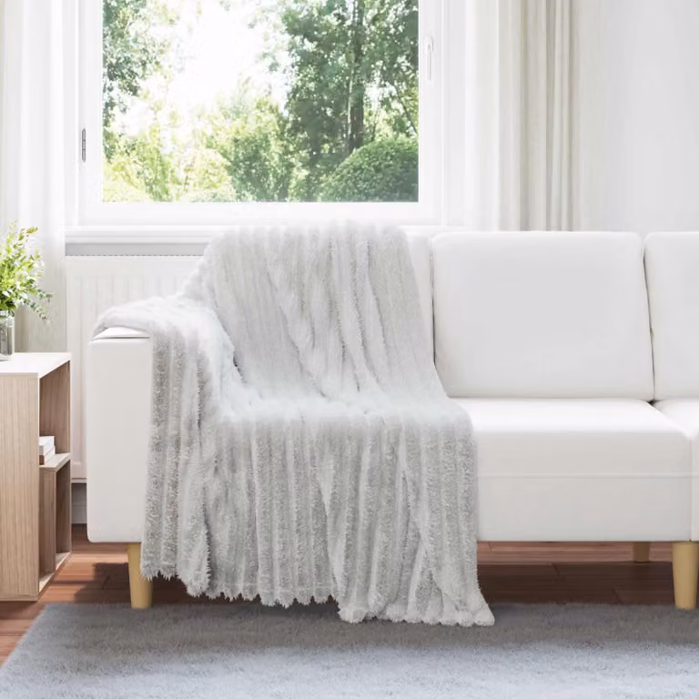 Set di 6 coperte in pile vidaXL grigie, L 150 cm x P 130 cm