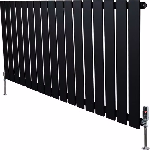 Radiatore Orizzontale in Acciaio Monster Group BV Nero con Valvole TRV L: 119 cm, H: 60 cm