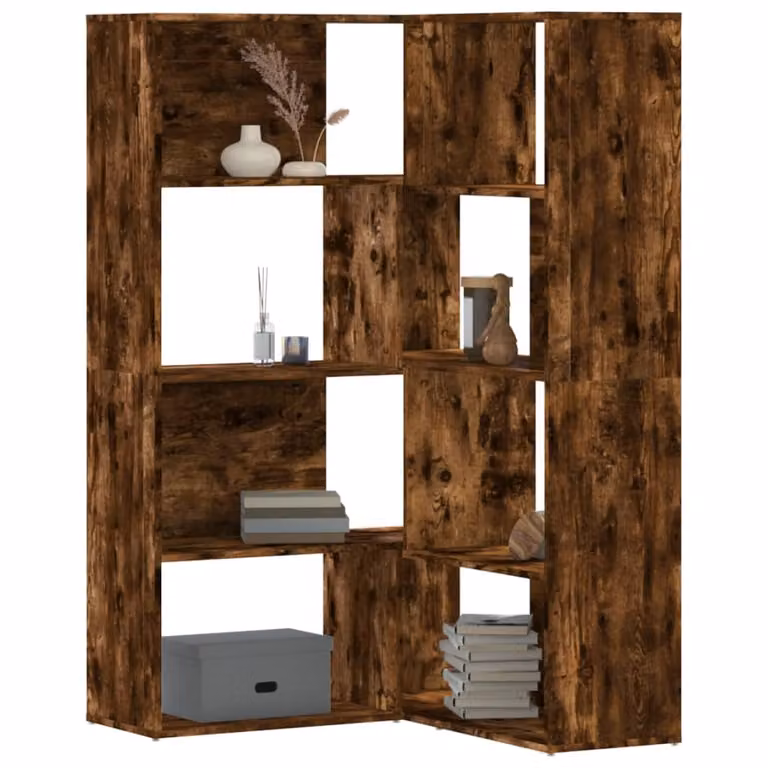 Libreria Angolare Moderna vidaXL con 4 Ripiani in Legno Marrone, L/P/H: 85 x 85 x 140 cm