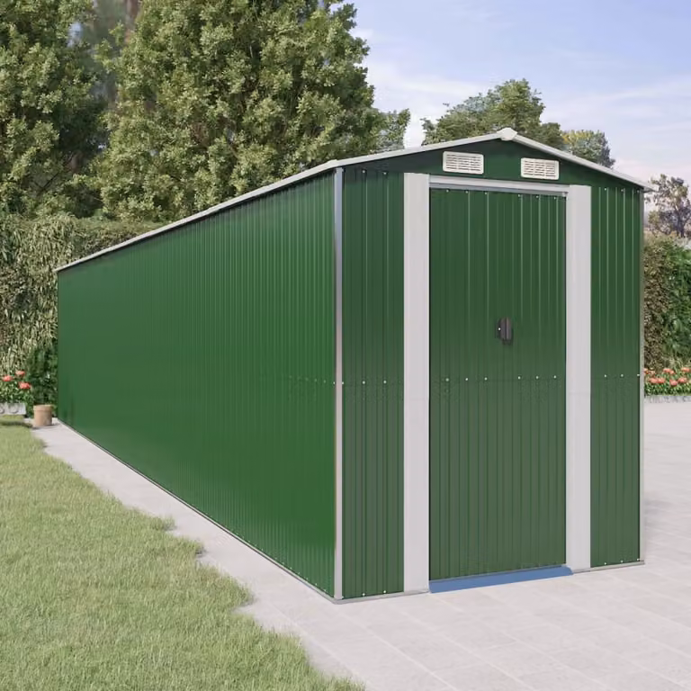 Capanno da Giardino vidaXL in Acciaio Zincato Verde L: 938 cm, P: 192 cm, H: 223 cm
