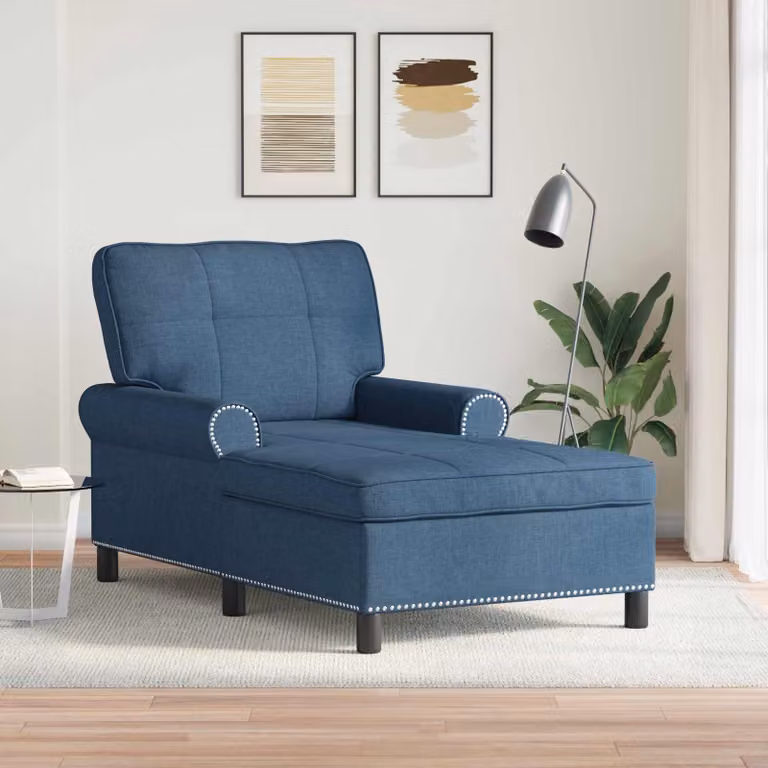 Chaise Lounge Moderna vidaXL in Tessuto Blu con Cuscini, L/P/H: 157 x 91 x 91 cm