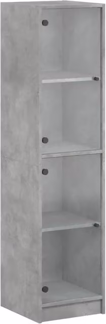 Credenza moderna con ante in vetro grigio cemento e finitura opaca, L/P/H: 35 x 37 x 142 cm