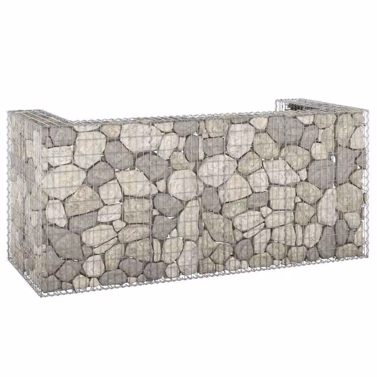 vidaXL Gabbione per Bidoni in Acciaio Zincato Grigio L/P/H: 254 x 100 x 110 cm