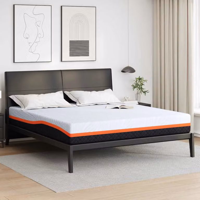 Materasso vidaXL in gel con tessuto Jacquard bianco e grigio, L: 180 cm, P: 200 cm, H: 25 cm