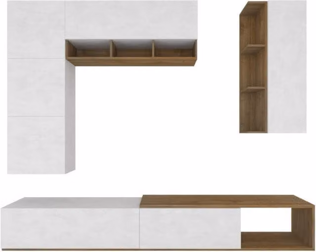 Composizione Armadio Sarmog con Finitura Legno Noce Stelvio e Bianco Opaco L: 282 cm, P: 45 cm, H: 230 cm