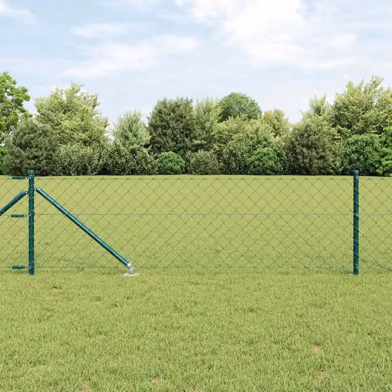 Recinzione a maglie vidaXL in acciaio rivestito in PVC verde con pali per installazione nel terreno L: 25 m, H: 0,8 m