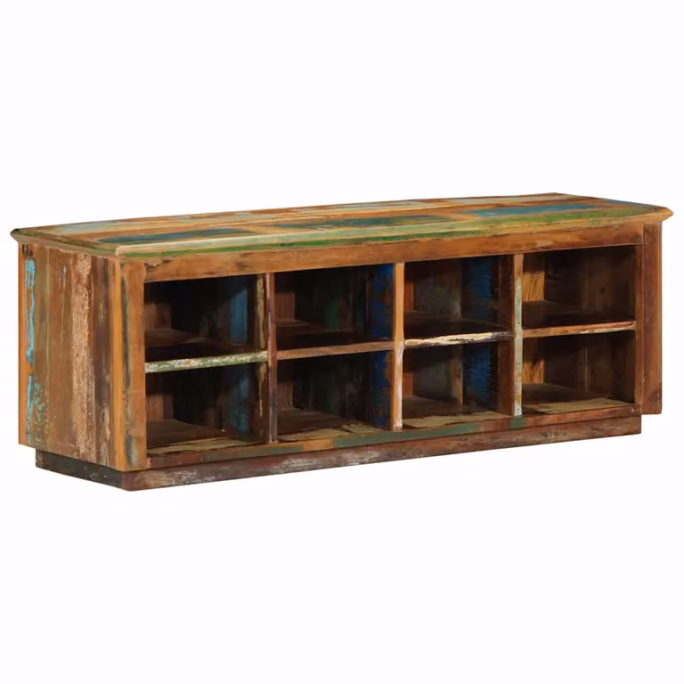 Scarpiera vidaXL in legno massello recuperato, marrone multicolore, L 110 x P 35 x H 40 cm