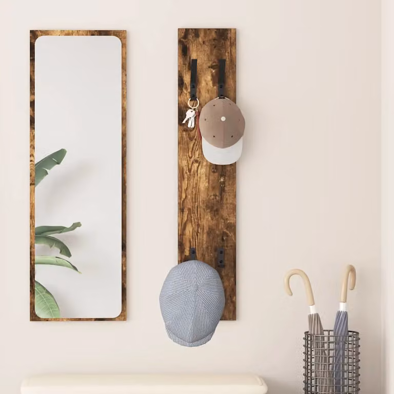 vidaXL Appendiabiti a muro moderno in legno MDF colore marrone L: 100 cm, H: 20 cm, P: 1,5 cm