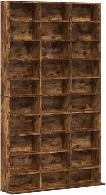 Mobile porta CD multifunzionale per soggiorno e ufficio in legno composito color rovere affumicato L: 102 cm, P: 23 cm, H: 177,5 cm