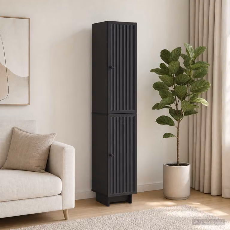Set di mobili moderni vidaXL composto da lowboard e armadi a muro in MDF nero opaco con ante scorrevoli e illuminazione integrata L/P/H: 180 x 40 x 90 cm e 120 x 40 x 33 cm