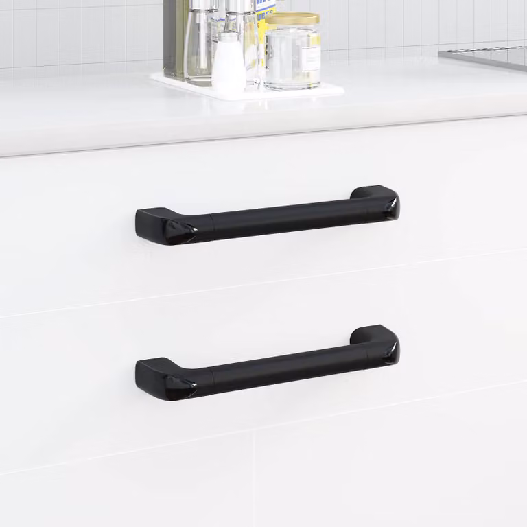 Set di 2 manici vidaXL in alluminio e plastica, colore nero opaco, L 38,0 cm x P 3,4 cm x H 8,5 cm