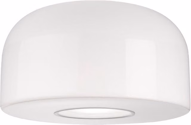 Plafoniera Bellhop Flos in vetro e alluminio bianca con luce LED orientabile verso il basso