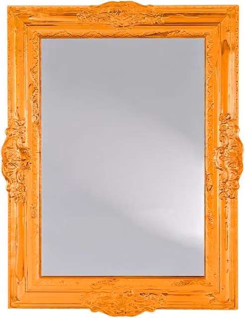 Specchio Barocco Sturm Milano con LED, Rettangolare, Arancione e Trasparente, L 64 cm x H 64 cm