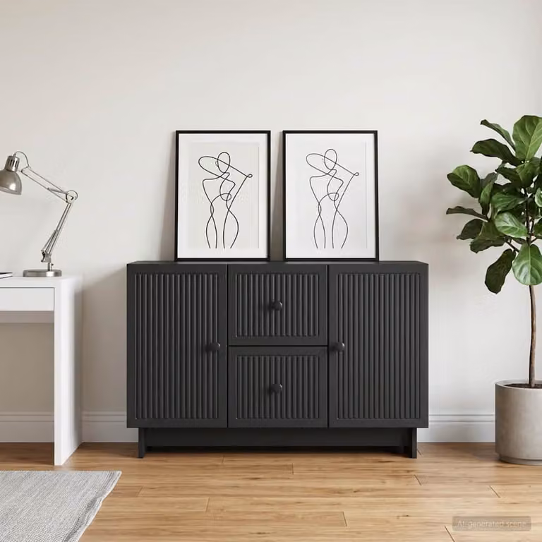 Credenza moderna vidaXL in legno ingegnerizzato nero lucido L 89 x P 34,5 x H 60 cm