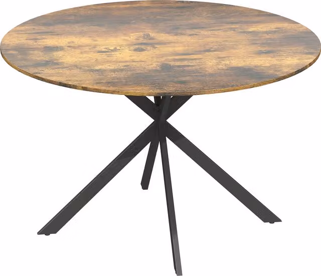 Tavolo rotondo da cucina e sala da pranzo Aosom in stile industriale con gambe in metallo e piano in legno marrone rustico per 4 persone