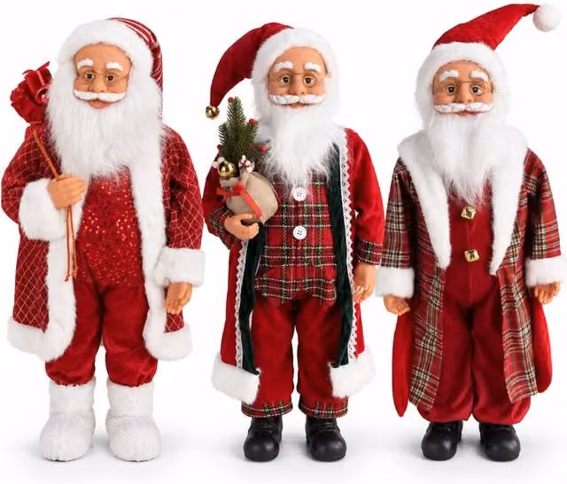 Statua decorativa di Babbo Natale con luci e musica Saint Joy, colore rosso e oro, Altezza: 120 cm