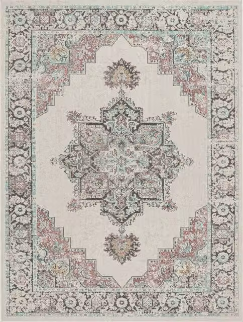 Tappeto rotondo Torino beige e multicolore per interni ed esterni, diametro: 200 cm