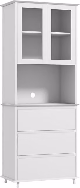 Dispensa da cucina alta HOMCOM in MDF con armadietto a 2 livelli e 3 cassetti, Bianco, L: 68 cm, P: 38 cm, H: 172 cm