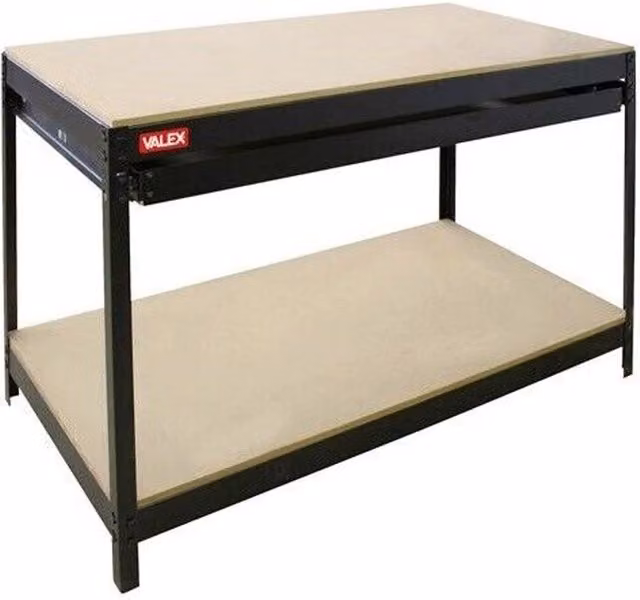 Banco da lavoro per officina con cassetto per utensili Valex colore nero L: 120 cm, P: 60 cm, H: 93 cm