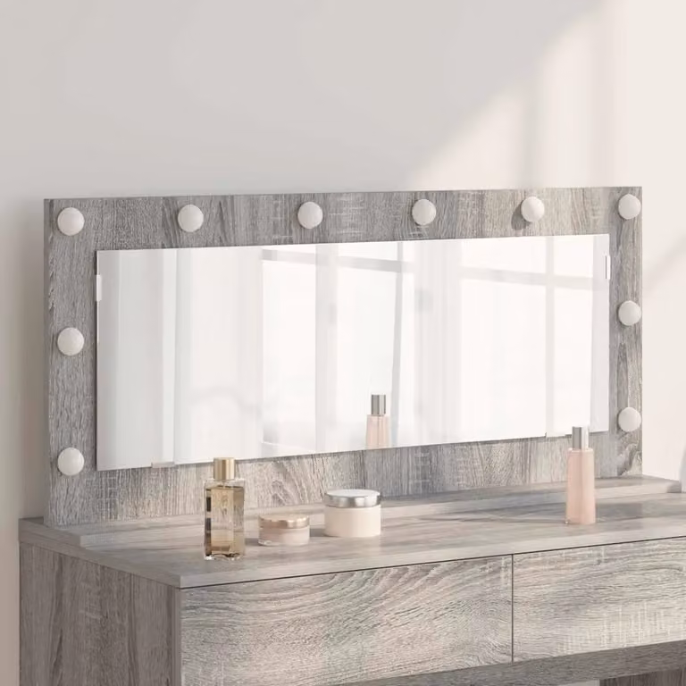 Specchio da Vanity con Luce LED vidaXL Grigio, Rettangolare, L 100 x P 45 x H 18 cm