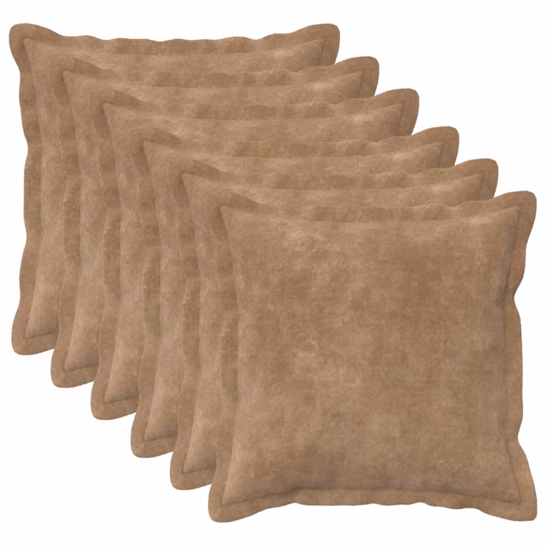 Set di 6 federe vidaXL HOUTEN in microfibra color tortora, L/P: 35 x 35 cm