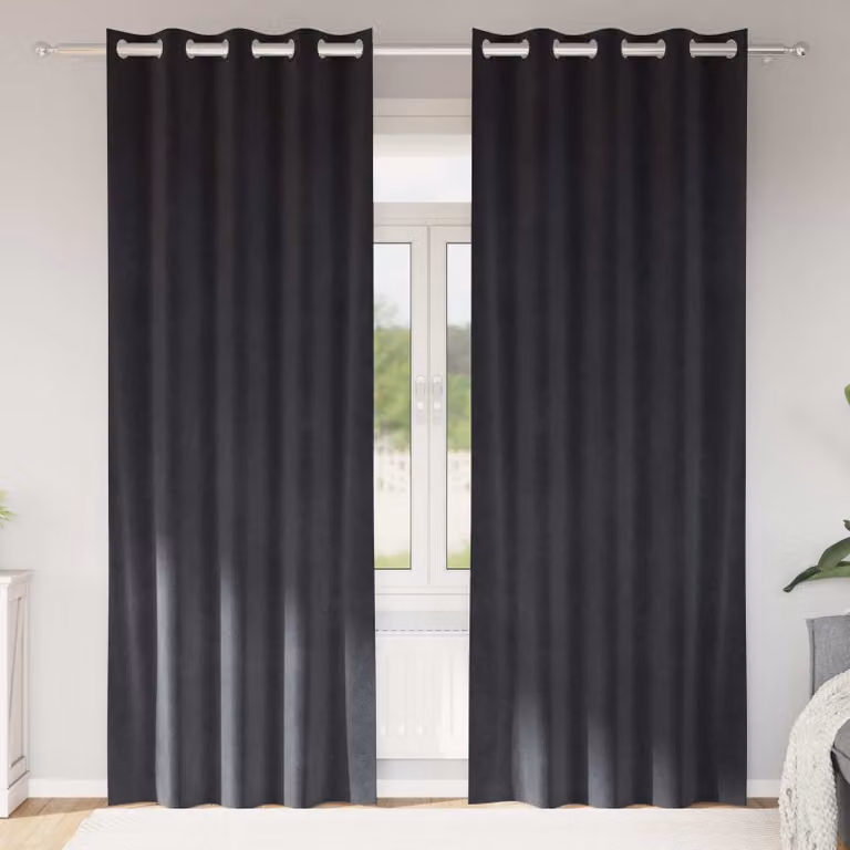 Set di 2 tende oscuranti vidaXL in velluto antracite, L: 140 cm, H: 245 cm