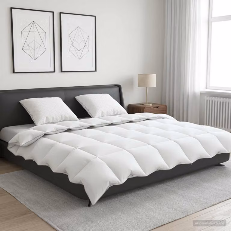 Set di 3 piumoni e cuscini vidaXL FULDA in piume d'oca e cotone, bianco, 200 x 220 cm