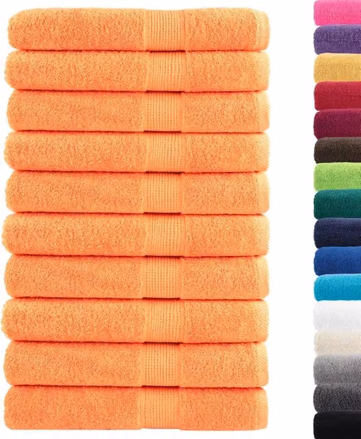 Set di 10 asciugamani vidaXL in cotone spugna arancione, L: 100 cm x P: 200 cm, 600 g/m²