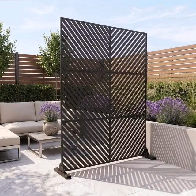Pannello Divisorio Kekan casa.pro con Struttura Decorativa in Acciaio Galvanizzato, Nero, L: 120 cm, H: 180 cm