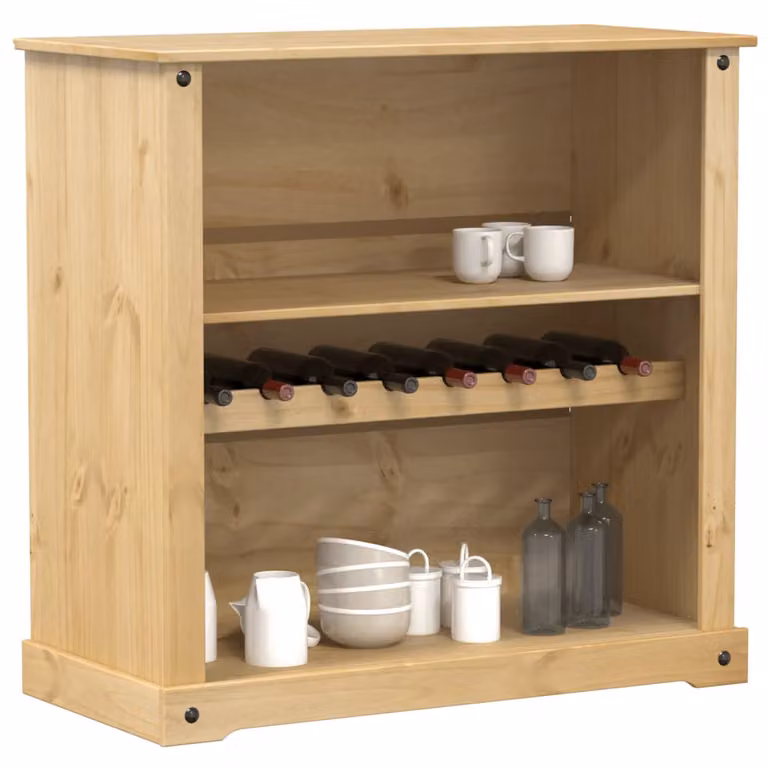 Cantinetta per vini vidaXL Corona in legno di pino massello marrone, L: 107,5 cm, P: 51 cm, H: 105,5 cm