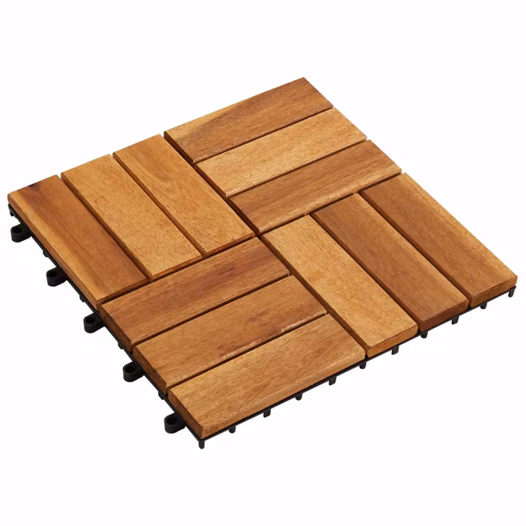 Set di 30 piastrelle per decking vidaXL in legno di acacia, colore marrone, 30 x 30 cm