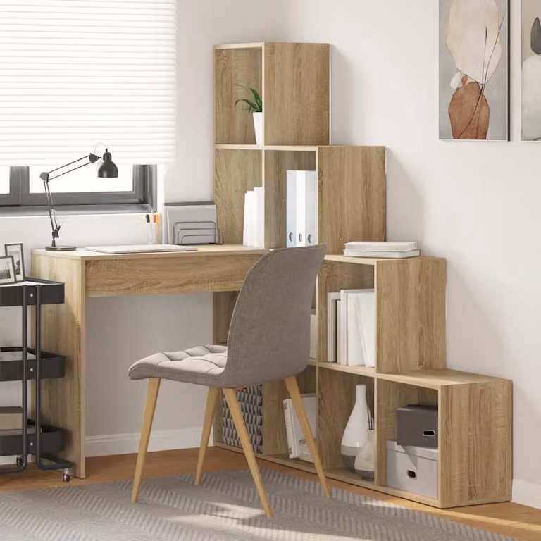 Scrivania ad angolo moderna vidaXL in Rovere Sonoma, colore marrone, L/P/H: 149,5 x 101,5 x 149,5 cm