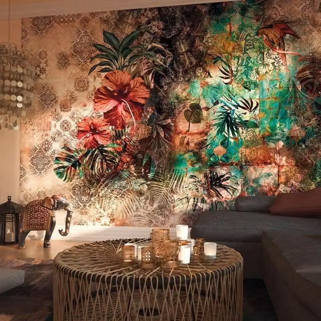 Fotomurale KOMAR Sherazade con decorazione floreale e botanica in stile orientale, Multicolore, L: 368 cm, H: 254 cm