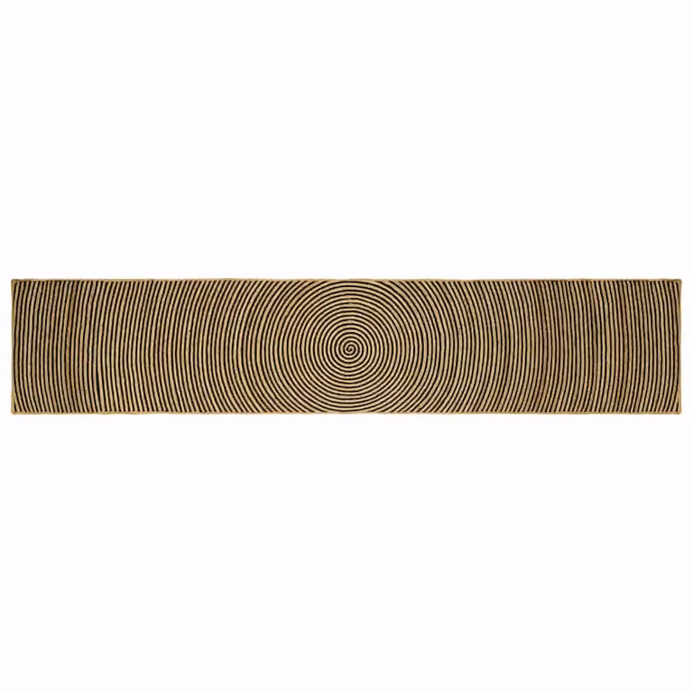 Tappeto da area moderno in juta vidaXL, lavabile, L: 400 cm, P: 80 cm, Colore: nero e beige