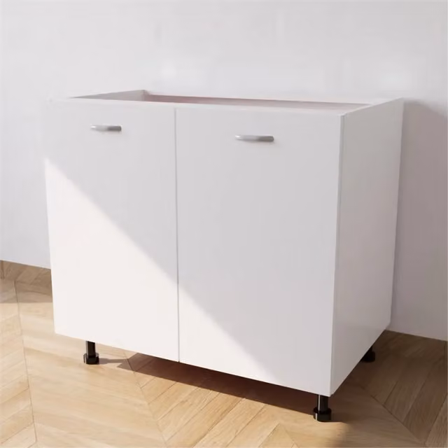 Calandrelli Base Lavello Moderno Bianco con 2 Ante in MDF L: 90 cm, P: 55,5 cm, H: 72 cm