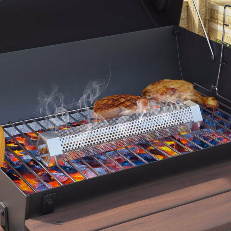 Griglia a barile con ruote e 3 ripiani vidaXL in metallo e acciaio inox, Nero, L 115 x P 85 x H 95 cm