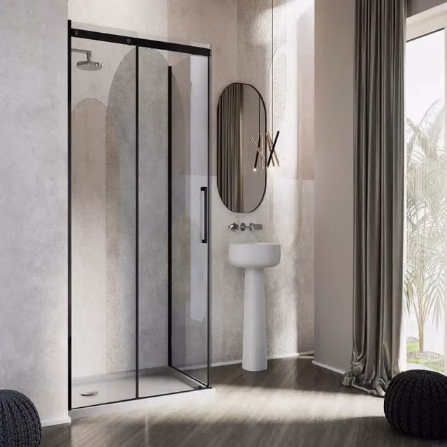 Box Doccia Rettangolare IDRALITE Prime Bla Duo 1 con Anta Scorrevolente, Vetro Trasparente da 8 mm e Trattamento EasyClean, Versione Sinistra, L/P/H: 150 x 75 x 198 cm