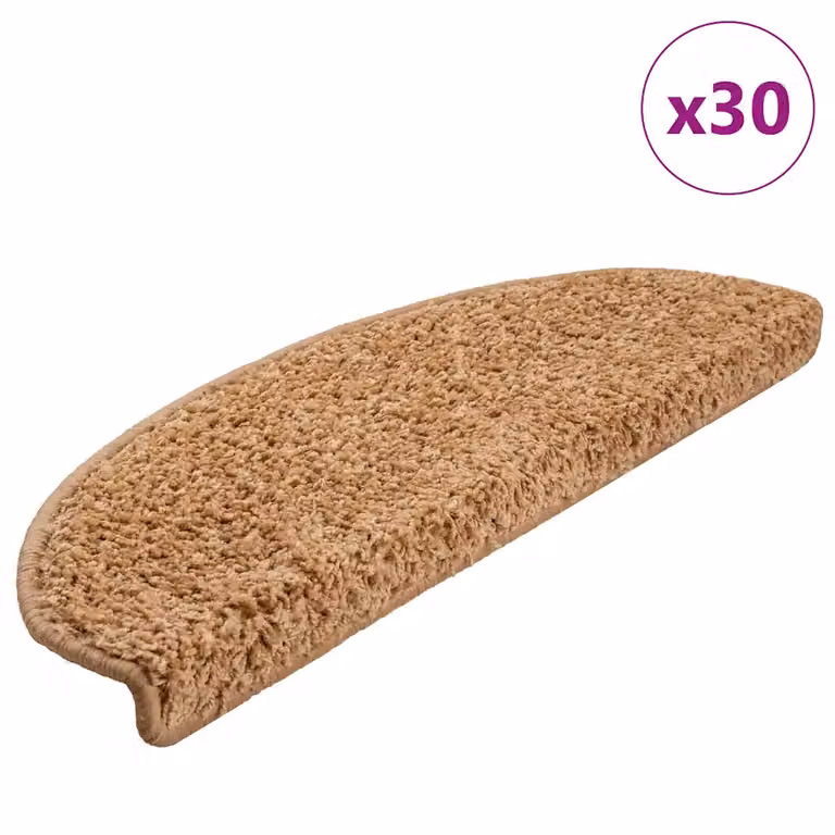 Set di 30 tappetini per scale semicircolari vidaXL, beige, antiscivolo e fonoassorbenti, L: 65 cm, P: 40 cm, H: 4 cm