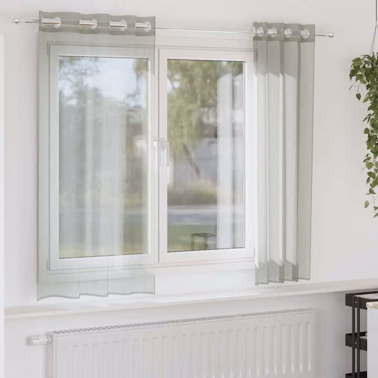 Set di 2 tende in voile semi-trasparenti vidaXL con occhielli, Grigio, L: 140 cm x H: 175 cm