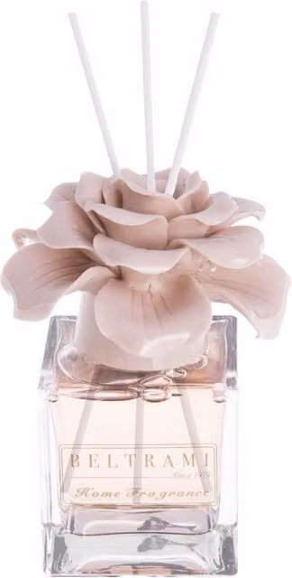 Profumatore d'ambiente a bastoncini Gerbera Beltrami beige con diffusore in vetro e porcellana