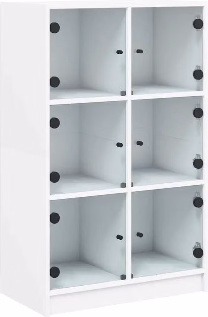 Mobile contenitore moderno con ante per cucina e soggiorno, bianco opaco, L: 68 cm, P: 37 cm, H: 109 cm