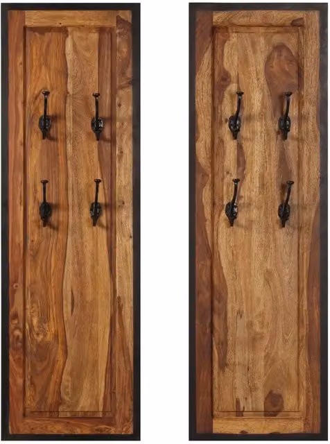 Set di 2 Appendiabiti in Legno di Acacia Marrone Stile Retro vidaXL
