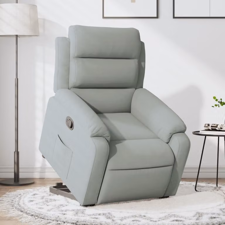 vidaXL Poltrona Alzapersona Reclinabile in Velluto Grigio con Assistenza Elettrica per Senior